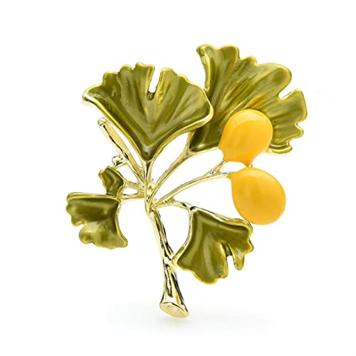 Anstecknadel, Schmuck, Geschenke for Frauen, Damenmode-Accessoires, Emaille-Ginkgoblatt-Brosche, Damen-Pflanzenblume, Party-Brosche, Cardigan-Jacken-Mantel-Brosche, Broschen und Anstecknadeln von HAODUOO