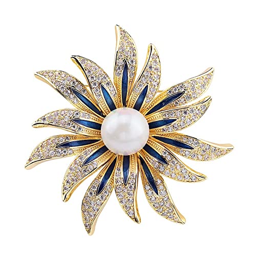 Anstecknadel, Schmuck, Geschenke for Frauen, weiße Perlen-Blumenbrosche, Blumenschmuck, Damenkleid, Mantel, Schal, Hüte, Accessoire, Schmuck, Freunde, Geschenke, Broschen und Anstecknadeln (Size : Si von HAODUOO