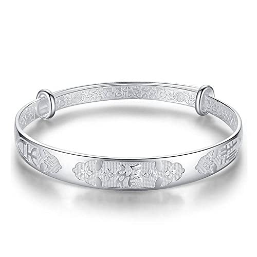 Armbänder, Armband-Schmuck, Fußkettchen, Damen-Armband aus 925er Sterlingsilber, verstellbarer chinesischer Glücks-Manschetten-Armreif, Freundschaftsarmband, Geburtstagsgeschenke for Schwestern, Freun von HAODUOO