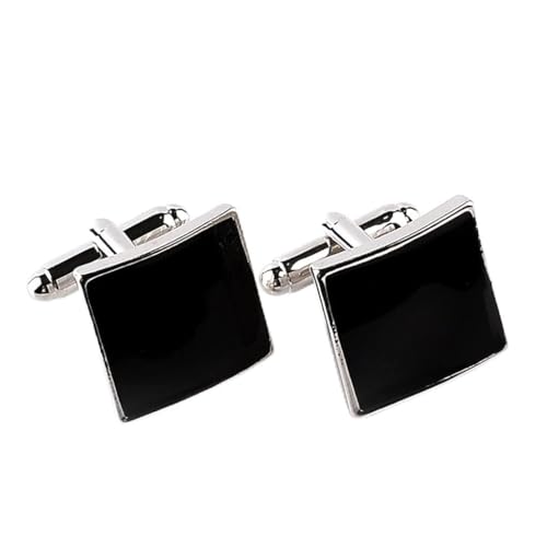 Black Enamel Cuffinks Man Square Cuflink Solid Color Cuff Links Button Classic Business French Shirt Cuff Link von HAODUOO