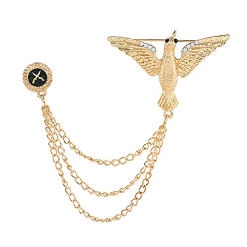 Brosche Pin Mode Adler Brosche Herren Anzug Zubehör Kette Personalisiertes Hochzeitskleid Langer Mantel Corsage Abzeichen Abzeichen (Color : Gold) von HAODUOO