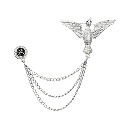 Brosche Pin Mode Adler Brosche Herren Anzug Zubehör Kette Personalisiertes Hochzeitskleid Langer Mantel Corsage Abzeichen Abzeichen (Color : Silver) von HAODUOO