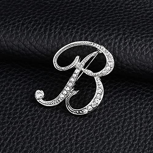 Brosche Pin Mode Brief Nette Brosche for Frauen Männer Strass Silber Farbe Metall Pins Anzug Hemd Schmuck Zubehör Abzeichen (Color : Silver) von HAODUOO