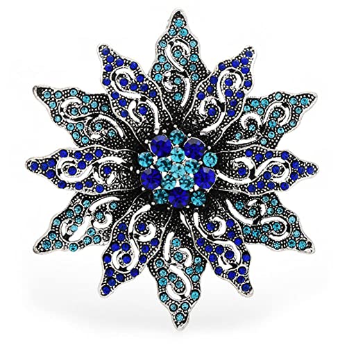 Brosche Pin Niedliche Brosche Abzeichen Geschenk for Jungen Mädchen Große Strass-Sonnenblume ES for Frauen 3-Farben-Blumen-Party-Büro-Pin-Abzeichen (Color : Blue) von HAODUOO