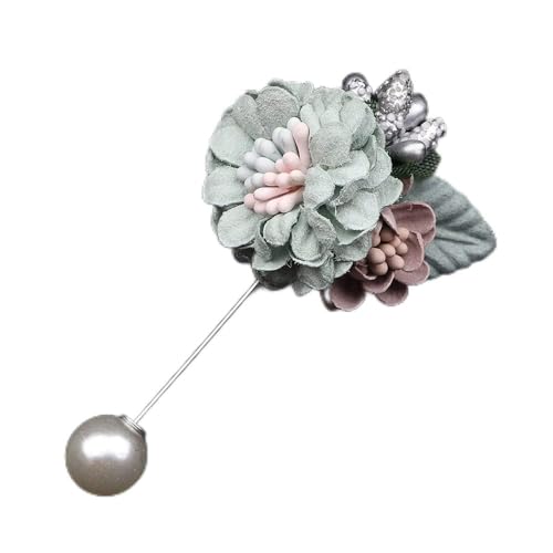 Brosche Pin Vintage süße Strass Blumen Broschen Brustnadel Herren Anzug Schal Revers Pins Bräutigam Hochzeit Abendessen Brosche Zubehör Geschenk Abzeichen (Color : Khaki) von HAODUOO