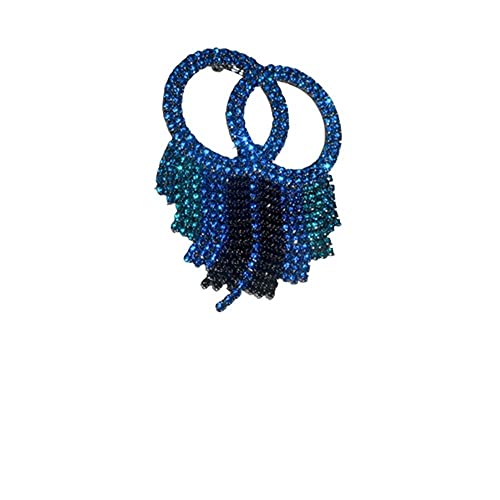 Broschennadel, Broschennadeln, Strass-Brosche mit Quaste, Doppelkreis-Brosche, runde Bling-Kleidernadel for Damen, Party-Geschenk-Abzeichen (Color : Blue) von HAODUOO