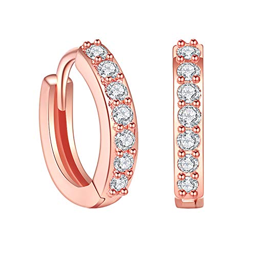 Damen-Ohrringe, Nasen-Lippen-Ringe, Ohrstecker, Damen-Ohrringe, Sterling-Goldfarbene Strasssteine, Creolen, Diamant-Ohrstecker for Frauen, Festival-Geschenk (Color : Rose Gold, Size : One Size) von HAODUOO