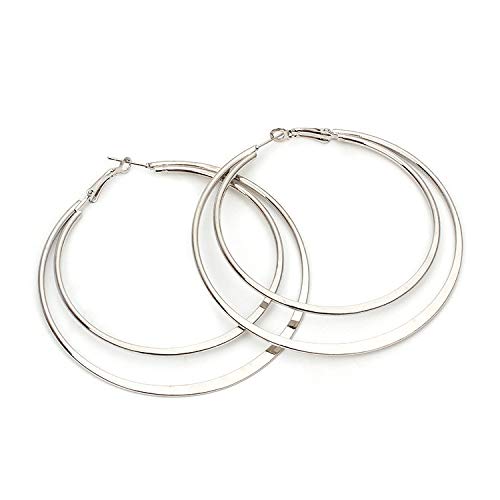 Damen-Ohrringe, Nasen-Lippen-Ringe, Ohrstecker, Damen-Ohrringe, modische, einfache europäische und amerikanische Ohrringe, wilder Damen-Modeschmuck (Color : Silver, Size : One Size) von HAODUOO