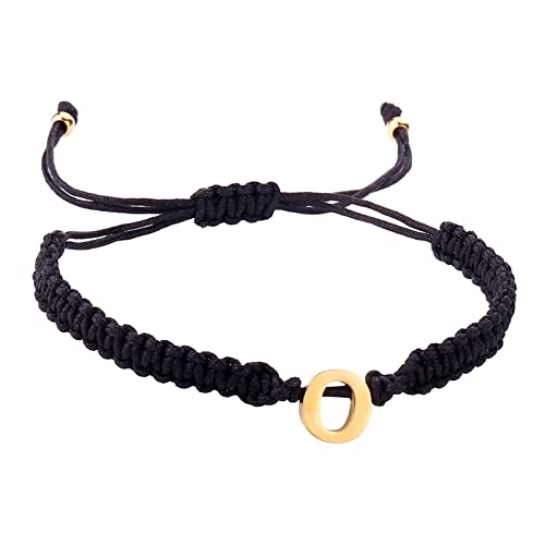 Damen-Ohrringe, Ohrring-Set for Frauen, personalisiertes 26-Anfangsarmband, vergoldeter Buchstabe, schwarzes gewebtes Armband, zierliches Charm-Armband, gewebtes Armband for Männer, Frauen, Mädchen, R von HAODUOO