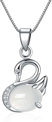 Damen-Persönlichkeit, Mode-Halskette, Schmuck, Halskette mit Anhänger aus natürlichem Mondstein, kleine Halskette aus Sterlingsilber – mit 45,7 cm langer Halskette, Choker-Halskette for Frauen von HAODUOO