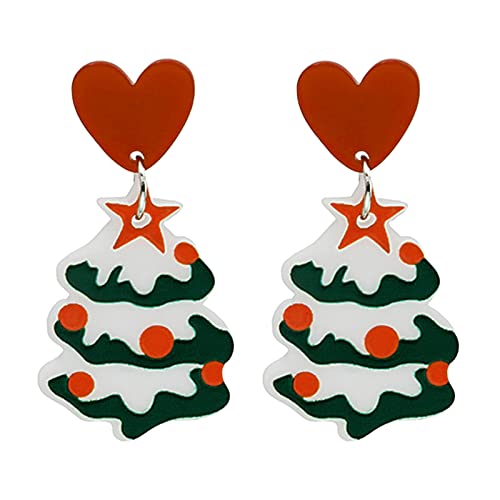 Dünne kleine Creolen for Frauen, 1 Paar süße Weihnachtsbaum-Ohrstecker for Frauen und Mädchen, kreative halbe Creolen (Color : Green-2, Size : One Size) von HAODUOO