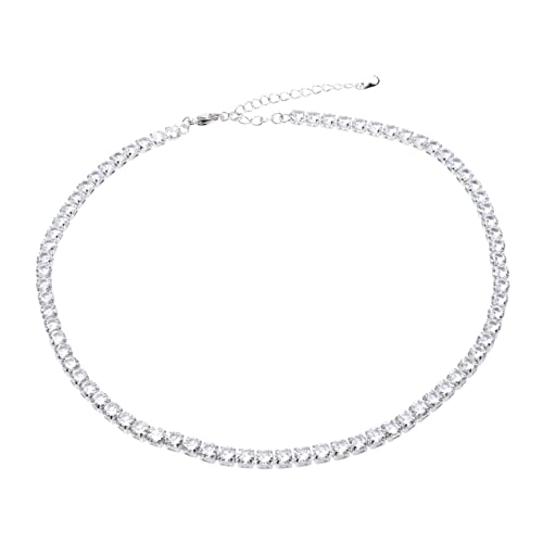 Eleganter weißer Halsreif im mm-Stil mit Anhänger, kubisch glänzender Strassstein, Party-Mädchen-Diamant for Rock-Männer, Zoll, kubanischer, glitzernder Schliff und Halskettenschmuck, zartes Accessoir von HAODUOO