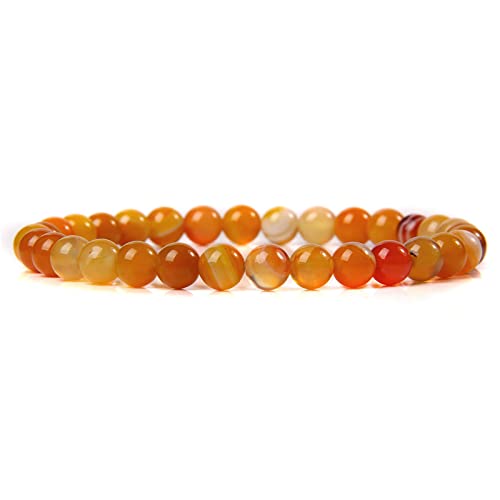 Gelbgoldfarbene Geschenke, natürlicher Kristall, Quarz, Citrin, Achate, Edelstein, Perlenstein, Armbänder, Schmuck, Party, Yoga, 9 Citrin, elastisches Seil 19 cm ( Color : 25 Agate , Size : Elastic ro von HAODUOO