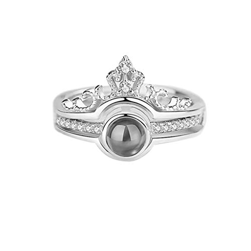 HAODUOO 2023 Eheringe for Frauen_ Ring Diamant I Damen Ein Geschenk Sprachen Sie in Schmuck Zwei 100 Liebesringe (Color : Silver, Size : One Size) von HAODUOO