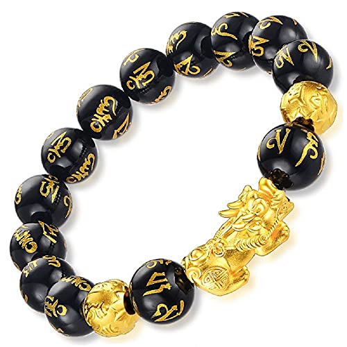 HAODUOO Armbänder Unisex Schmuck Obsidian Stein Perlen Männer ziehen Reichtum Feng Shui Armband an von HAODUOO