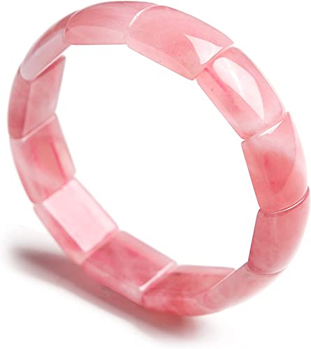 HAODUOO Armband Madagaskar Natürliche Rosenquarz Rosa Kristall Rechteck Perle Armreif AAAA, Eén maat, Bambus Glas, Achat von HAODUOO