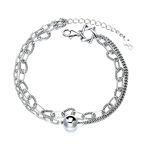 HAODUOO Armband for Damen, doppelschichtiges Sechs-Sterne-Armband aus Sterlingsilber, leicht und luxuriös von HAODUOO