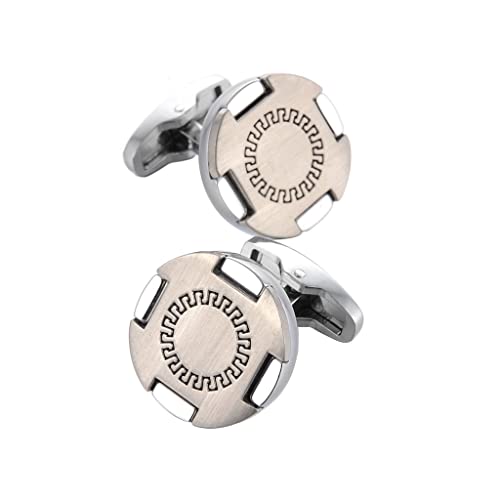 HAODUOO Circular Mechanical Shape Pattern Suit Shirt Cufflinks Two-Color Brushed Cufflinks von HAODUOO