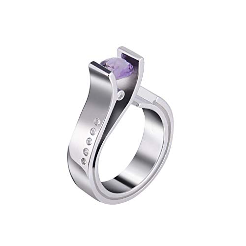 HAODUOO Damen-Versprechensringe 2023_ Einzigartiges Design, quadratischer Zirkon aus Metall, weiblicher Ring, Schmuck, Geschenk (Color : Silver, Size : 9) von HAODUOO