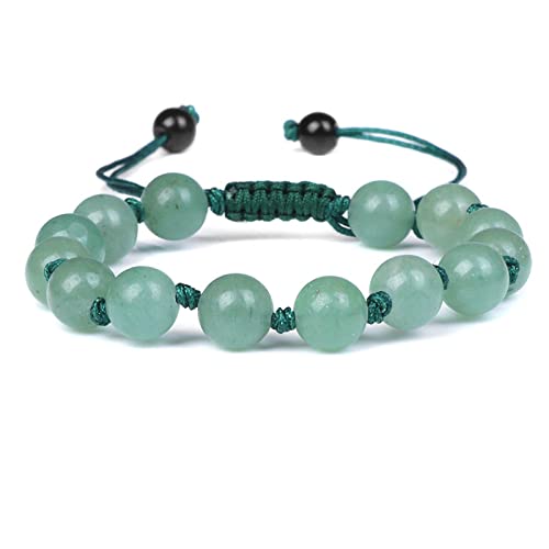 HAODUOO Grünes Naturstein-Armband, Malachit-Achat-Perlen-Armband, Energie, handgewebte Seil-Armbänder, klassisch for Männer und Frauen, Yoga-Schmuck, grüner Aventurin (Color : Green Aventurine) von HAODUOO