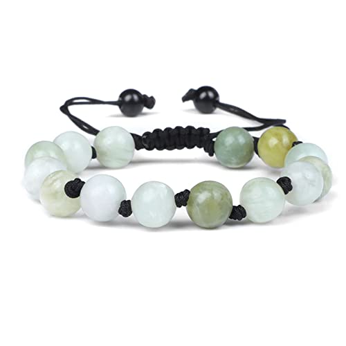 HAODUOO Grünes Naturstein-Armband, Malachit-Achat-Perlen-Armband, Energie, handgewebte Seil-Armbänder, klassisch for Männer und Frauen, Yoga-Schmuck, grüner Aventurin (Color : Russian Stone) von HAODUOO