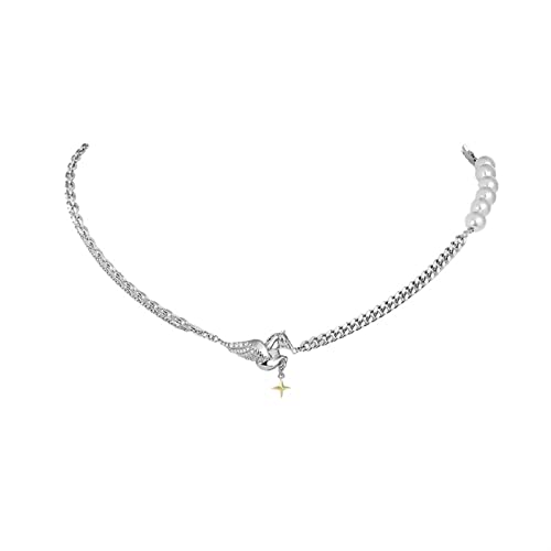 HAODUOO Halskette Halskette Stern und Pferd Halskette Mode Metall Schlüsselbeinkette Geburtstagsgeschenk, for Freundin Damen Halskette von HAODUOO