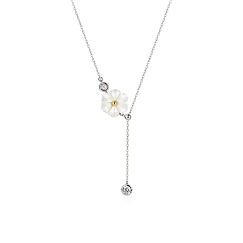 HAODUOO Halskette Kleine Gänseblümchen-Halskette 925er-Silber-Blumen-Anhänger-Halskette Einfache und elegante vielseitige Schlüsselbeinkette Dünne Kettenhalsketten for Frauen von HAODUOO