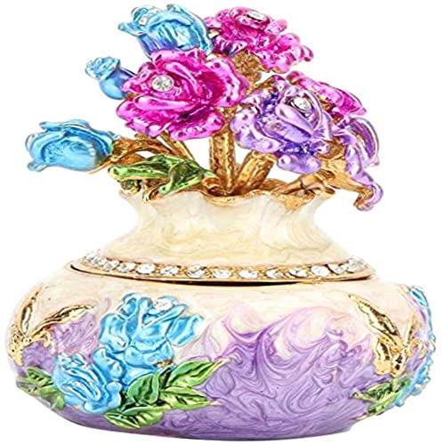 HAODUOO Handgefertigter Schmuckbehälter – emaillierte Schmuck-Aufbewahrungsbox mit dekorativem Schmuck-Organizer for Damen – lilafarbener Schmuckhalter und Organizer von HAODUOO