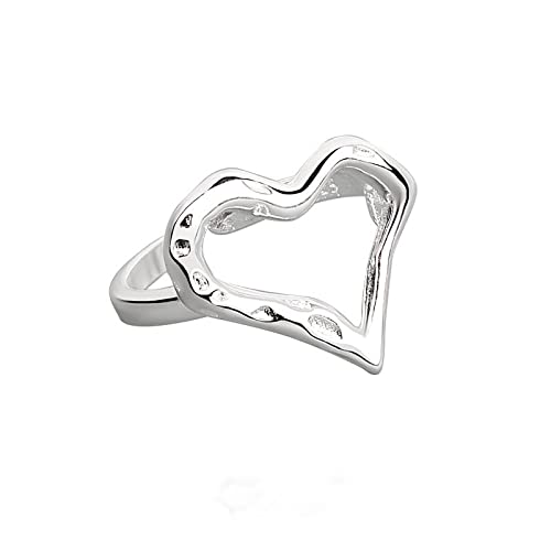 HAODUOO Herzförmige Hohlringe aus Sterlingsilber, Partyschmuck for Frauen von HAODUOO