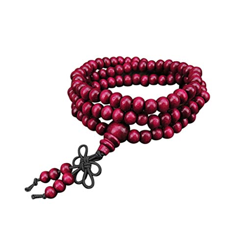 HAODUOO Herzfrequenzringe for Männer, Perlen aus Naturholz, Sandelholz, 6 mm, Schmuckarmband, 108 Armbänder (Color : Red, Size : One Size) von HAODUOO