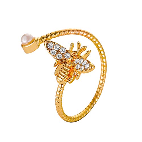 HAODUOO Hochzeits- und Verlobungsringe 2023_ Offener kleiner Finger, verstellbarer Index-Design-Ring, weiblicher Damen-Bienenring von HAODUOO