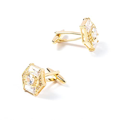 HAODUOO Jewelry Cufflinks Gold Square Crystal Rhinestone Cuff Buttons High-end Business French Shirt with Diamond Cuff Buttons von HAODUOO
