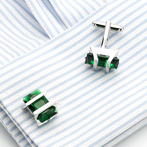 HAODUOO Jewelry Cufflinks Men's Cufflinks Cufflinks for Shirts Green Crystal Cufflinks French Shirt Cufflinks Business Formal Cufflinks von HAODUOO