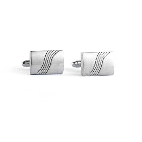 HAODUOO Jewelry Cufflinks Men's Shirt Cufflinks Rectangular Wavy Plain Metal Cufflinks for Men French Cufflinks von HAODUOO