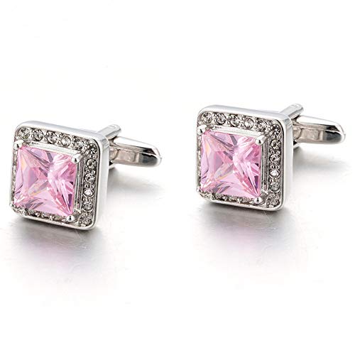HAODUOO Jewelry Cufflinks Men's Shirt Cufflinks Set with Zircon Cuff Buttons Pink Crystal Cuff Nail Buttons von HAODUOO