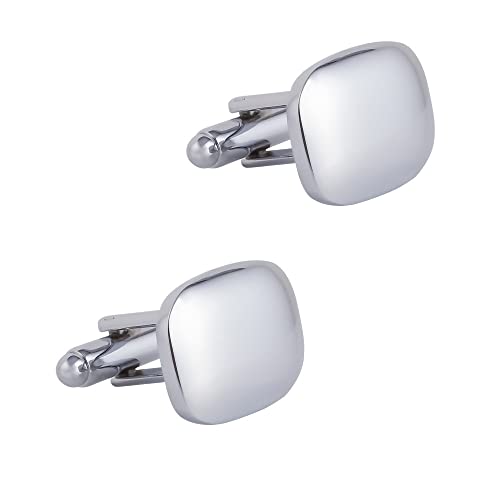 HAODUOO Jewelry Cufflinks Men's Shirt Cufflinks Square Smooth Brushed Solid Metal Cufflinks Men's French Shirt Cufflinks von HAODUOO