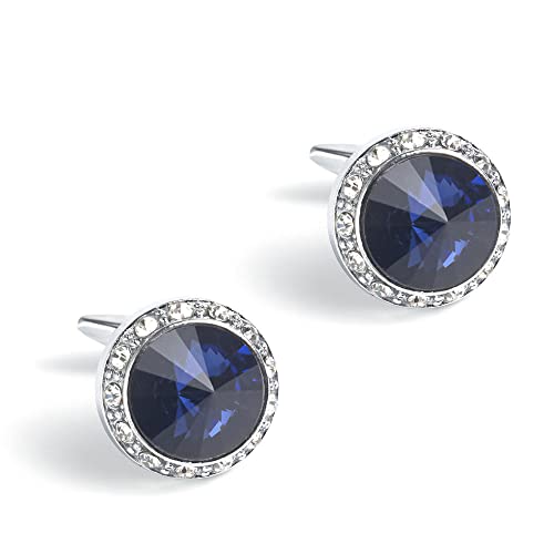 HAODUOO Jewelry Cufflinks New Versatile Cufflinks Round Colored Crystal Diamond Cufflinks European and American Style New Rhinestone Cufflinks von HAODUOO
