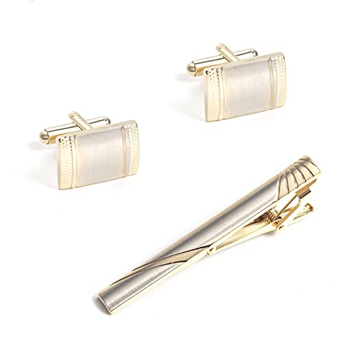 HAODUOO Jewelry Cufflinks Plain Metal Tie Clip Cufflinks Set Collar Clip Cufflinks Set von HAODUOO