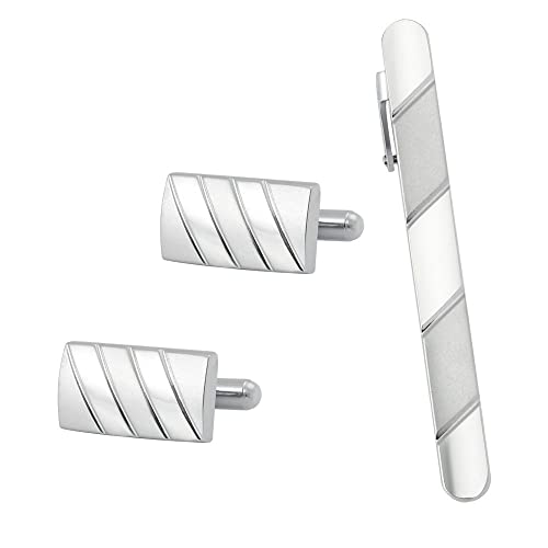 HAODUOO Jewelry Cufflinks Sandblasted Matte Painted Twill Metal Tie Clip Cufflinks Set Men's French Collar Clip Cufflinks von HAODUOO