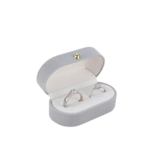 HAODUOO Lagerung Container Doppel Slots Ring Box Ohrringe Schmuck Box Lagerung Box Geschenk Box Schmuck Zähler Display Frauen Boxen(Grey) von HAODUOO