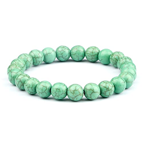 HAODUOO Männer Perlen Armband Natürliche Tigerauge Stein Armbänder 8mm Lava Rock Achate Stretch Armreif Frauen Yoga Schmuck Geschenk, grün (Color : Green) von HAODUOO