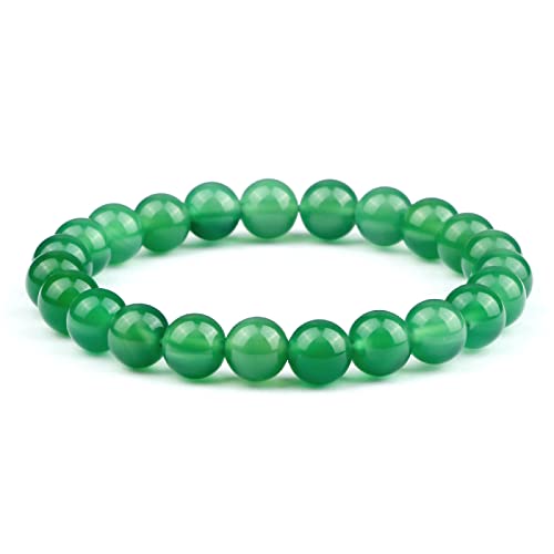 HAODUOO Männer Perlen Armband Natürliche Tigerauge Stein Armbänder 8mm Lava Rock Achate Stretch Armreif Frauen Yoga Schmuck Geschenk, grün (Color : Green Agate) von HAODUOO