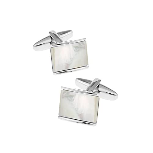 HAODUOO Men's French Cufflinks Rectangular Arch Bridge White Cufflinks von HAODUOO