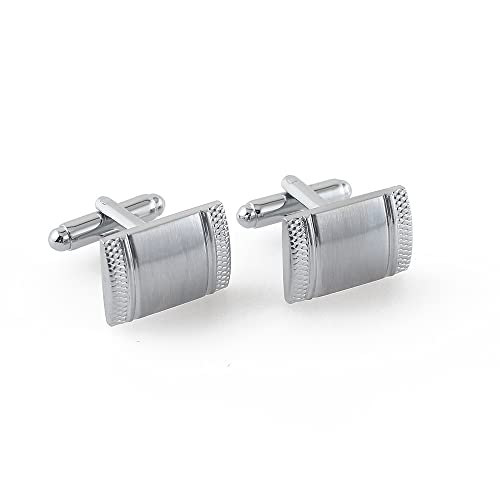 HAODUOO Men's Shirt Cufflinks Rectangular Plain Color Brushed Pattern Metal Cufflinks Men's French Cufflinks von HAODUOO