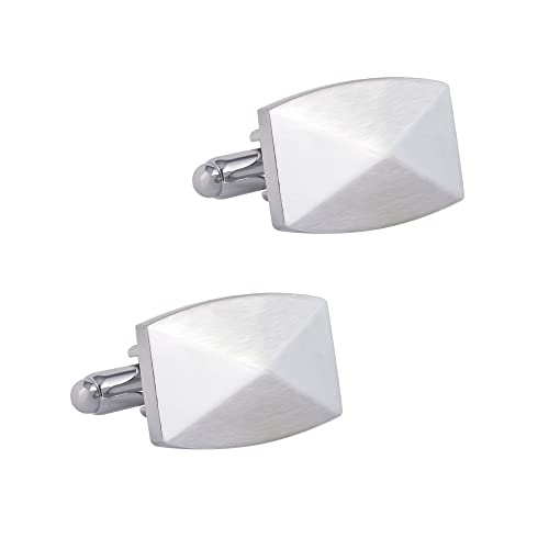 HAODUOO Men's Shirt Cufflinks Smooth Plated Silver Rectangular Convex Metal Cufflinks French Shirt Cufflinks von HAODUOO