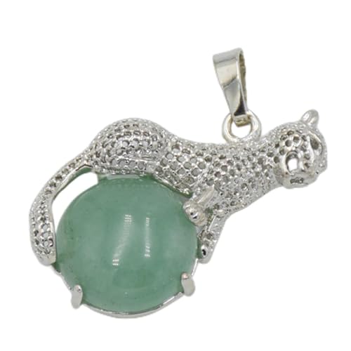 HAODUOO Mode 1pc Natürlichen Tigerauge Stein Rosa Kristall Tier Leopard Anhänger for Halsketten Frauen Charme Schmuck (Color : Green Aventurine) von HAODUOO