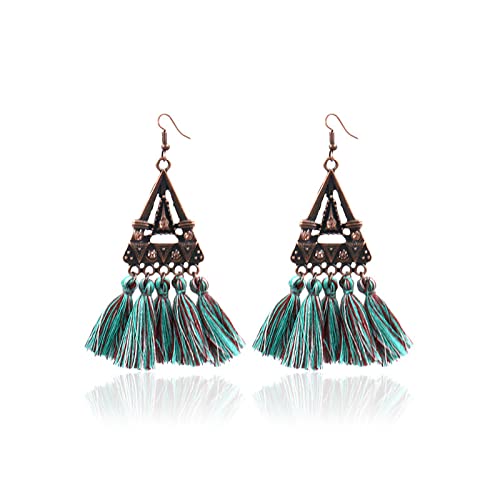 HAODUOO Ohrstecker Schmuck Ohrringe Schmuck Retro Dreieck Gürtel Diamant Legierung Ohrringe Europäische und amerikanische beliebte Quaste Ohrringe weiblich Urlaub Männer und Frauen(4) von HAODUOO