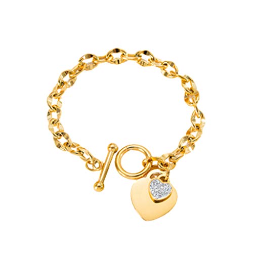 HAODUOO Perle und Halskette Gold Love Edelstahlschmuck Stahlarmband Modearmband Diamant Hand Lady Cute von HAODUOO