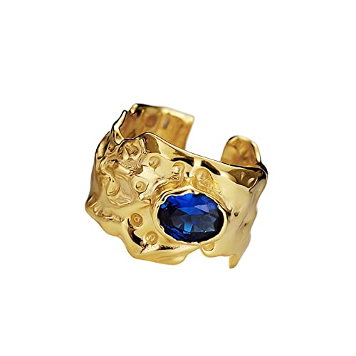 HAODUOO Ringe aus Sterlingsilber mit unregelmäßigen offenen Ringen (Color : Gold J1175) von HAODUOO