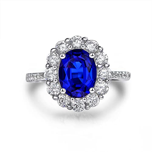 HAODUOO Schmuck Damen Ring Damen Silber Ringe 3ct Zirkon Ringe Damen Ringe Verlobung Eheringe (Color : Blue9) von HAODUOO